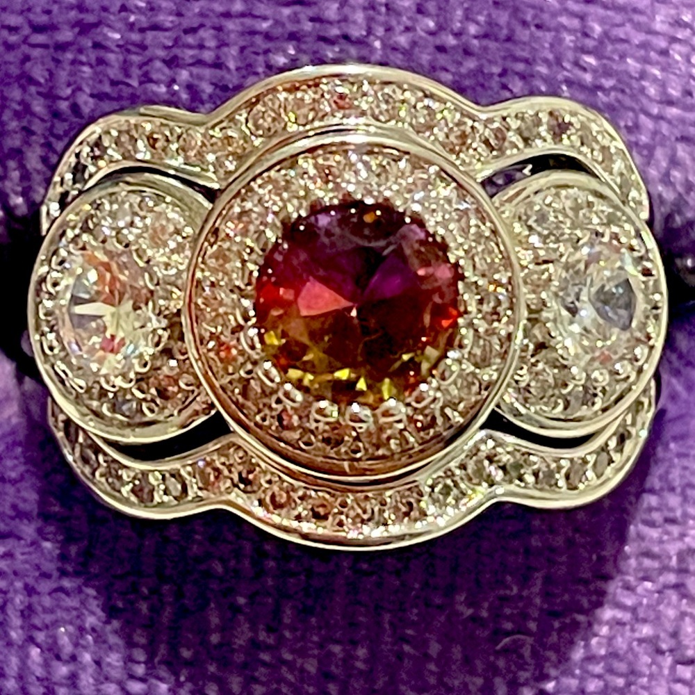 Ring Bomb Party RBP Retro OG Royal Ombré Crystal Triple Band Sz7 HTF NWT